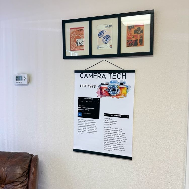 Camera Tech wall display inside the shop